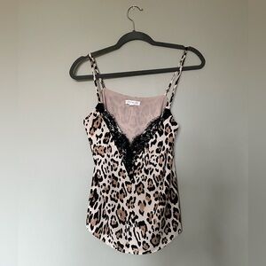 Sexy leopard black lace camisole size S
